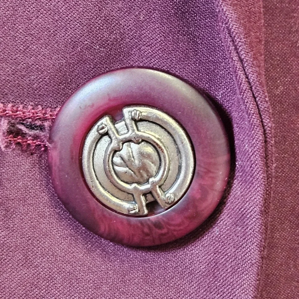 Vintage 90s Mark Alan Women's Burgundy Single Button Notched Lapel Blazer Size 8